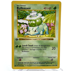 1st Edition Bulbasaur 44/102 Base Set SHADOWLESS 1999 Pokemon Card TCG - Image 1
