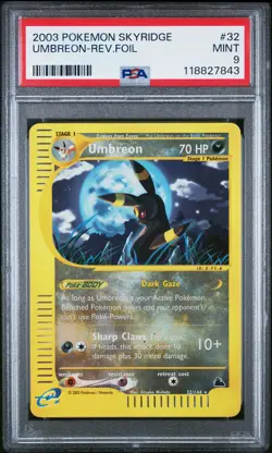 2003 POKEMON SKYRIDGE #32 UMBREON-REVERSE FOIL PSA 9 - Image 1
