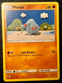 Phanpy 111/214 NM Non Holo Adorable Clouds Asako Ito Crocheted Art Pokemon Card - Image 1