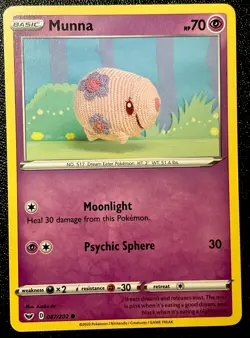 Munna 087/202 NM Non Holo Adorable Asako Ito Crocheted Art Pokemon Card! - Image 1