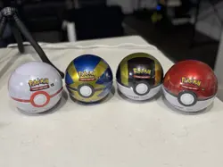 Pokemon Poke Ball Tin Lot Of 4 Sealed 3 TCG Boosters In Each Tin New Sealed - Image 1