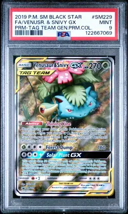VENUSAUR & SNIVY GX SM229 PSA 9 PREMIUM TAG TEAM COLLECTION POKEMON CARD ENGLISH - Image 1