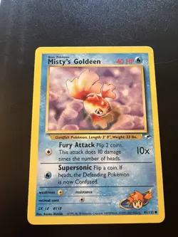 Misty’s Goldeen 85/132 Gym Heroes Unlimited 2000 Pokemon Card Common LP - Image 1
