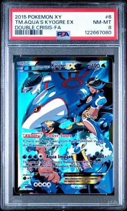 TEAM AQUA’S KYOGRE EX 6/34 PSA 8 DOUBLE CRISIS FULL ART POKEMON CARD ENGLISH - Image 1