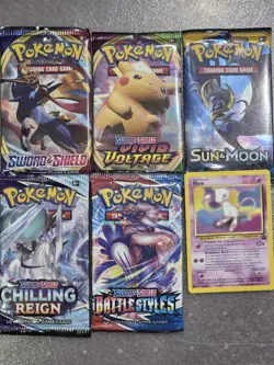 5 New Pokemon Booster packs And 1 Promo Card,,Chilling Reign, Battle Styles - Image 1