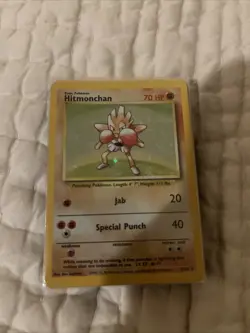 Pokemon TCG Hitmonchan Holo Rare Card 007/102 Base Set - Image 1