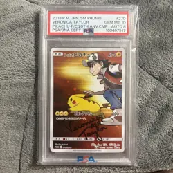 2018 POKEMON JPN SM PROMO RED'S PIKACHU PSA 10 VERONICA TAYLOR AUTO DNA 8 - Image 1