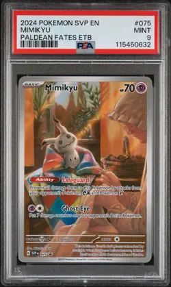 2024 POKEMON SVP EN-SV PALDEAN FATES ETB PROMO #075 MIMIKYU PSA 9 - Image 1