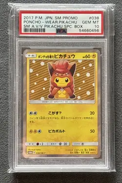 PSA 10 038/SM-P Poncho Wearing Pikachu Vulpix 2017 Japanese Promo Pokemon - Image 2
