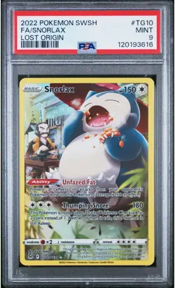 Pokemon Lost Origin SNORLAX Full Art SWSH Trainer Gallery HOLO TG10 ~ PSA 9 - Image 1