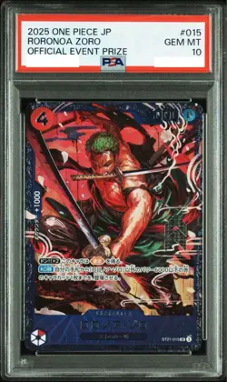PSA10 ZORO ST21-015 SR FLAGSHIP PROMO ONE PIECE CARD GAME GEM MINT - Image 1