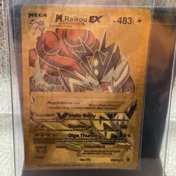 Pokemon Mega Raikou EX 483hp Gold Foil Fan Art Collector Card TCG P1 - Image 2