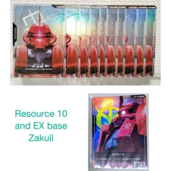 Gundam Card Game Resource set of 10 R005 C+ / EX Base Zaku II Char EXBP-004 set - Image 1