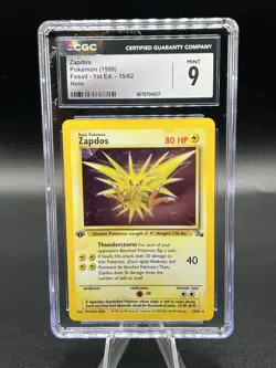 1999 Fossil - Pokemon 1st Edition #15/62 Zapdos CGC 9 - Image 1