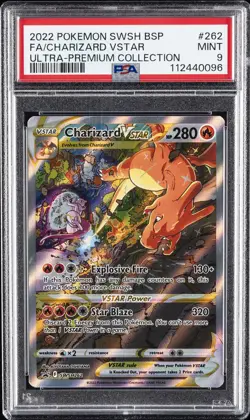 2022 POKEMON SWSH BLACK STAR PROMO #262 FULL ART/CHARIZARD VSTAR PSA 9 - Image 1