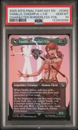 2025 MTG FINAL FANTASY CHARACTER BORDERLESS-FOIL VANILLE, CHEERFUL L'CIE PSA 10 - Image 1