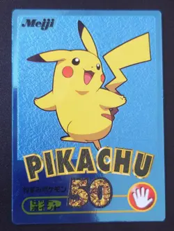 Pikachu Blue Metallic Pokemon Meiji Get Card Vintage Nintendo Bandai Japanese - Image 2