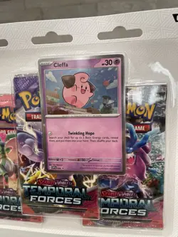Pokemon TCG Temporal Forces 3 Booster Pack Blister Cleffa Promo Card - Image 2
