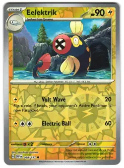 Eelektrik 068/197 Reverse Holo SV03: Obsidian Flames Pokemon TCG - Image 1