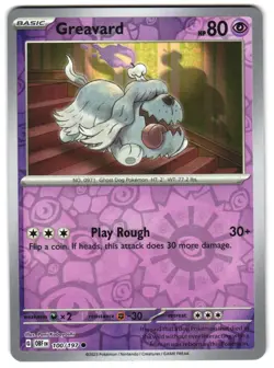 Greavard 100/197 Reverse Holo SV03: Obsidian Flames Pokemon TCG - Image 1