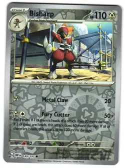 Bisharp 149/197 Reverse Holo SV03: Obsidian Flames Pokemon TCG - Image 1