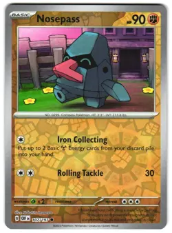 Nosepass 107/197 Reverse Holo SV03: Obsidian Flames Pokemon TCG - Image 1