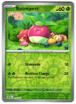 Bounsweet 016/197 Reverse Holo SV03: Obsidian Flames Pokemon TCG - Image 1