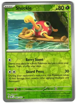 Shuckle 005/197 Reverse Holo SV03: Obsidian Flames Pokemon TCG - Image 1