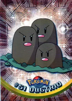 Pokemon #51 Dugtrio Card Black Logo 1999 Topps TV Animation Series - Image 1
