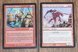 MTG 2x Red Rare Creature Ravenous Baboons & Bringer of the Red Dawn - Image 1