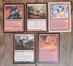 MTG 5 Red Rare Obstinate Familiar, Invader Parasite, Tempest Efreet, Thundermare - Image 1