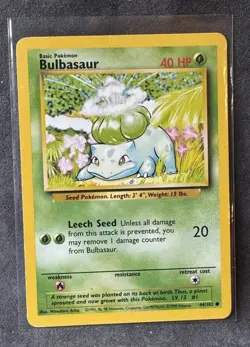 Bulbasaur 044/102 Base Set Regular Pokemon TCG Moderately Played - Image 1