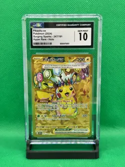 2024 POKEMON SSP EN-SURGING SPARKS HYPER RARE #247 PIKACHU EX CGC 10 - Image 1