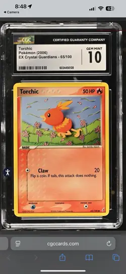 POKEMON 2006 EX CRYSTAL GUARDIANS TORCHIC CGC 10 - Image 1