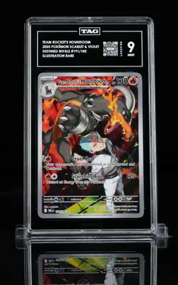 2025 POKEMON DRI EN-DESTINED RIVALS SIR #191 TEAM ROCKET'S HOUNDOOM TAG 9 - Image 1
