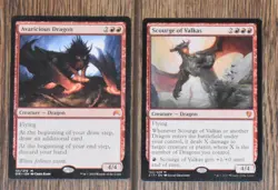 MTG 2x Red Rare Creature Avaricious Dragon & Scourge of Valkas - Image 1