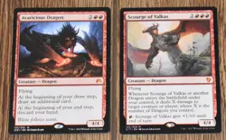 MTG 2x Red Rare Creature Avaricious Dragon & Scourge of Valkas - Image 2