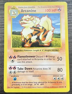 Shadowless Arcanine 23/102 Pokemon TCG WOTC Base Set MINT - Image 1