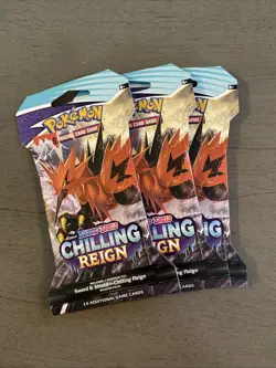 Pokemon Sword & Shield Chilling Reign (3) Booster Packs 820650808470 - Image 1