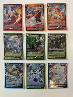 POKEMON TCG Set Of 9 “V” Cards Holo SWSH FIRE GRASS WATER types - Image 1