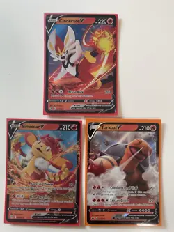 POKEMON TCG Set Of 9 “V” Cards Holo SWSH FIRE GRASS WATER types - Image 2