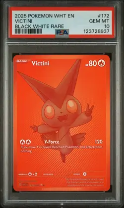 2025 POKEMON WHT EN-WHITE FLARE BLACK WHITE RARE #172 VICTINI PSA 10 - Image 1