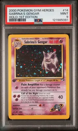 2000 POKEMON GYM HEROES HOLO-1ST ED #14 SABRINA'S GENGAR PSA 9 - Image 1