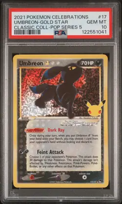 2021 POKEMON CELEBRATIONS CLASSIC COLL #17 UMBREON-GOLD STAR PSA 10 - Image 1