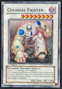 Colossal Fighter 1996 1st Edition Super Rare Holo Yugioh Card 5DS1-EN043 (NM) - Image 1