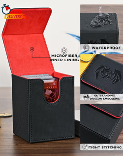 Card Deck Box for Yugioh MTG, 100+ Deck Case with 2 Dividers, PU Leather Storage - Image 3
