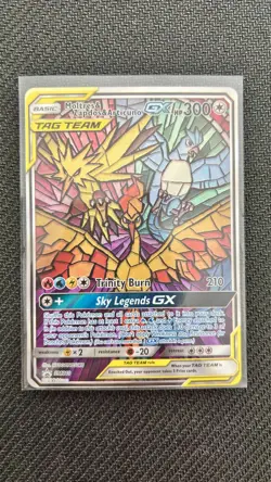 Pokemon - Moltres Zapdos & Articuno GX Hidden Fates SM210 - Stained Glass Promo - Image 1