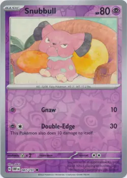 Lightly Played, English Pokemon Reverse Holo Snubbull - 087/197 - Common - Rever - Image 1