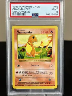 1999 Pokemon Charmander 046/102 Base Set Shadowless - Graded PSA 9 - Mint WOTC - Image 1