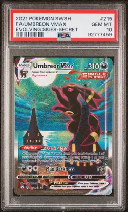 PSA 10 2021 Pokemon SWSH Full Art Umbreon VMAX Evolving Skies Alt Art #215 - Image 1